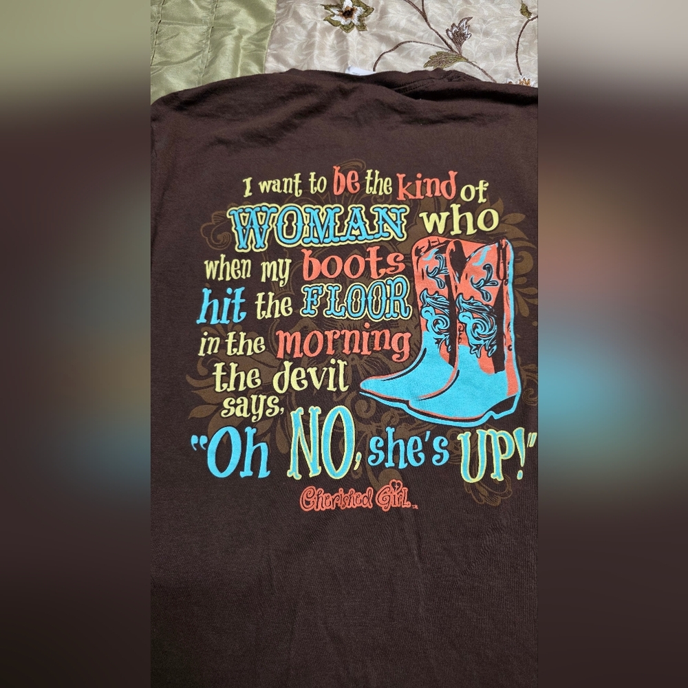 Christian Cowgirl Graphic Tee  “Oh No, She’s Up!” Faith-Based Women’s T-Shirt S - Picture 10 of 10